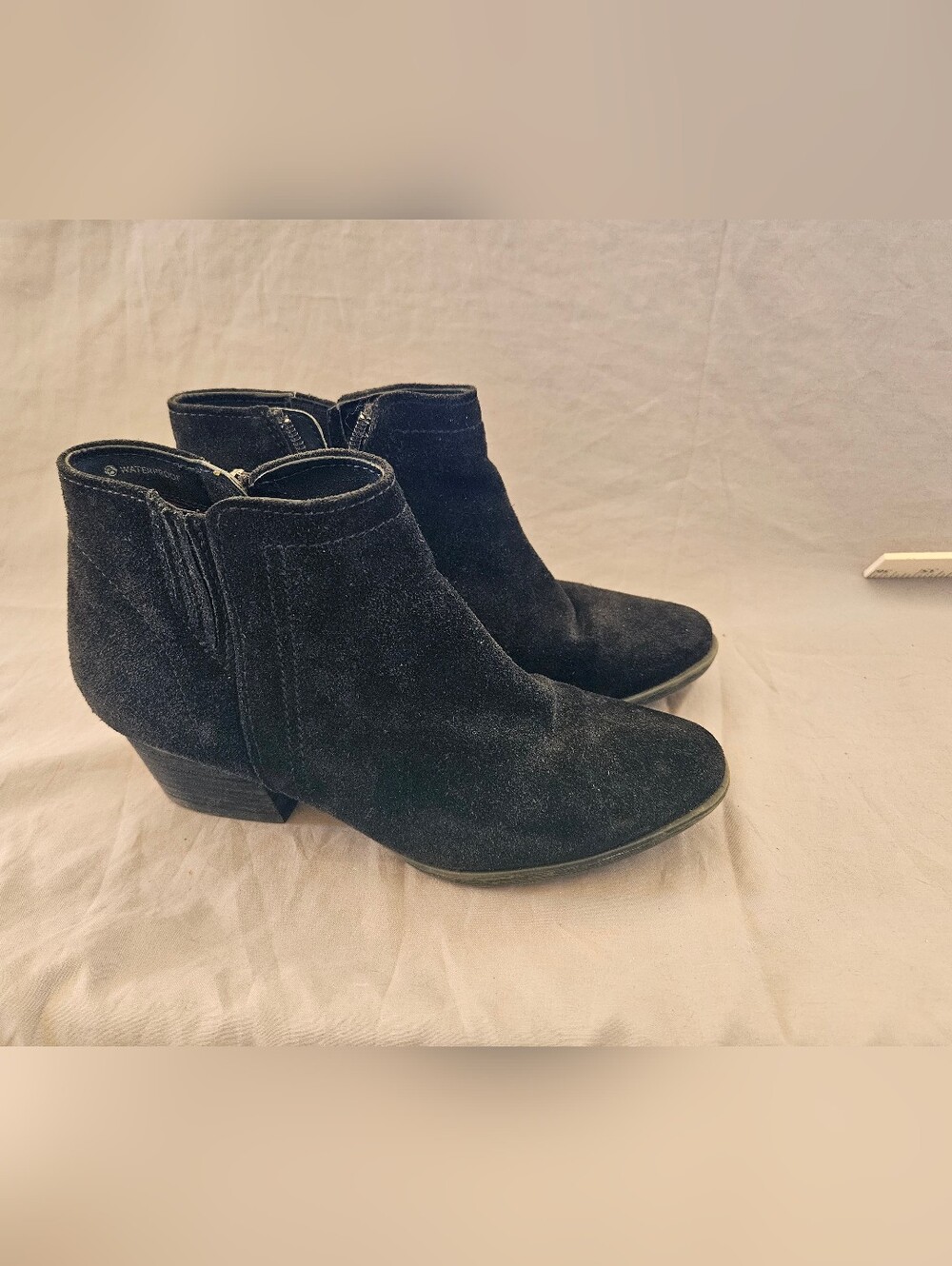 Blondo Black Suede Ankle Booties with Low Heel